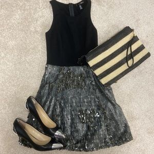 Aqua tank top dress with sequins! Bling! Size S